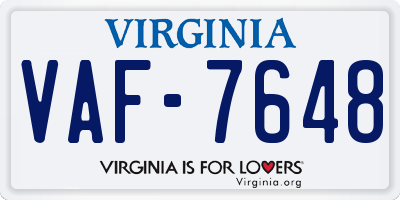 VA license plate VAF7648