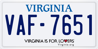 VA license plate VAF7651