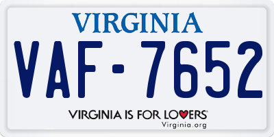 VA license plate VAF7652