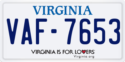 VA license plate VAF7653