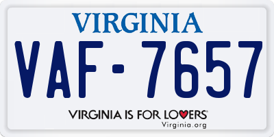 VA license plate VAF7657