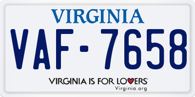 VA license plate VAF7658