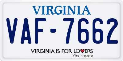 VA license plate VAF7662