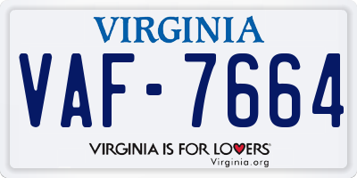 VA license plate VAF7664
