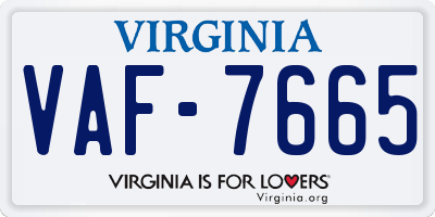 VA license plate VAF7665