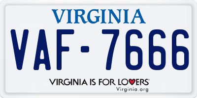 VA license plate VAF7666