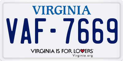 VA license plate VAF7669