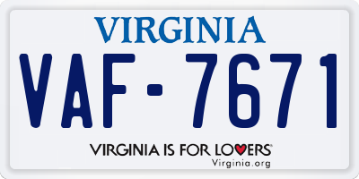 VA license plate VAF7671