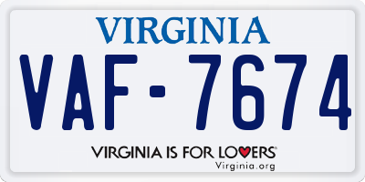 VA license plate VAF7674