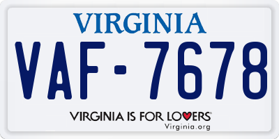 VA license plate VAF7678