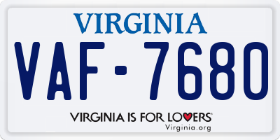 VA license plate VAF7680