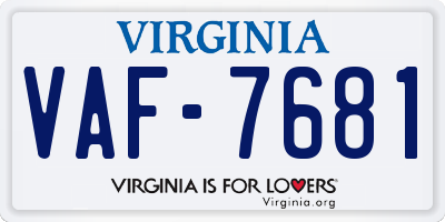 VA license plate VAF7681