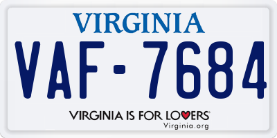VA license plate VAF7684