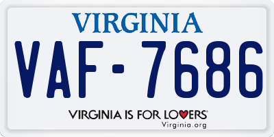 VA license plate VAF7686