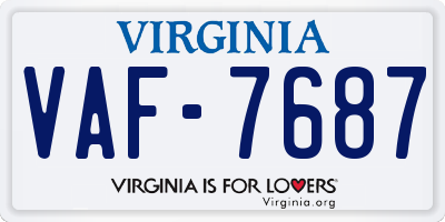 VA license plate VAF7687