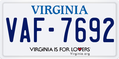 VA license plate VAF7692