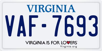 VA license plate VAF7693