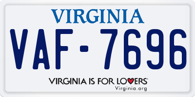 VA license plate VAF7696