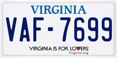 VA license plate VAF7699
