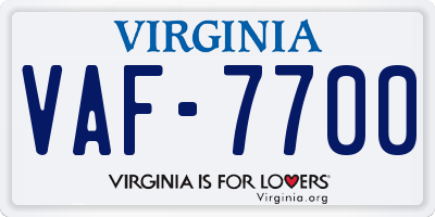 VA license plate VAF7700