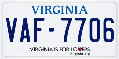 VA license plate VAF7706