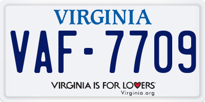 VA license plate VAF7709