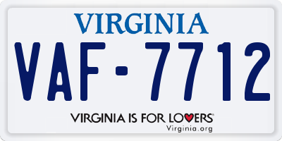VA license plate VAF7712