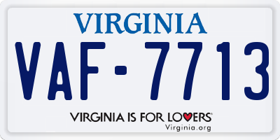 VA license plate VAF7713