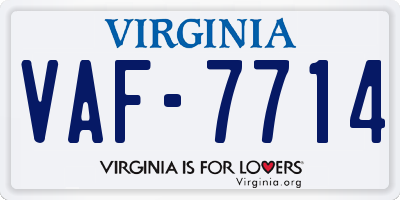 VA license plate VAF7714