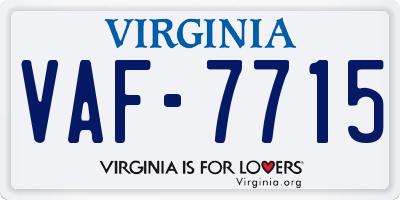 VA license plate VAF7715