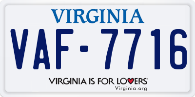 VA license plate VAF7716