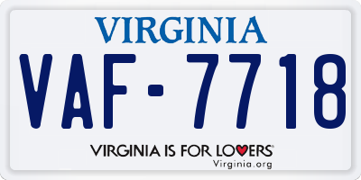 VA license plate VAF7718