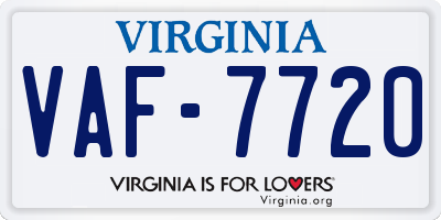 VA license plate VAF7720