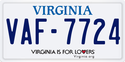 VA license plate VAF7724