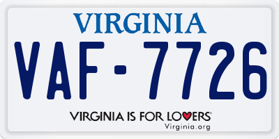 VA license plate VAF7726