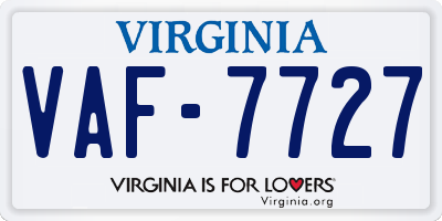 VA license plate VAF7727