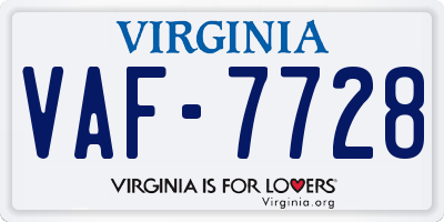 VA license plate VAF7728