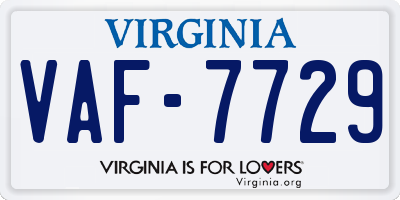 VA license plate VAF7729