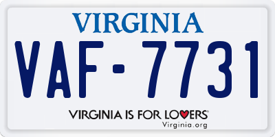 VA license plate VAF7731