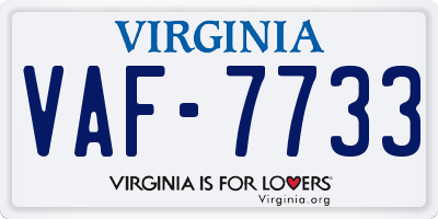 VA license plate VAF7733