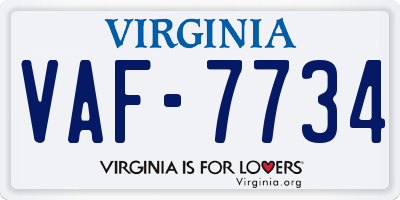 VA license plate VAF7734