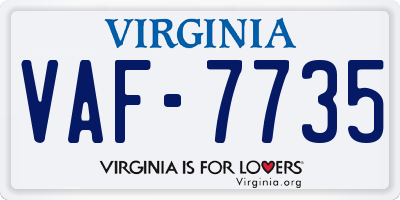 VA license plate VAF7735