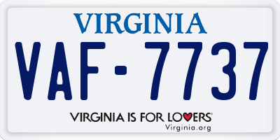 VA license plate VAF7737
