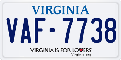 VA license plate VAF7738
