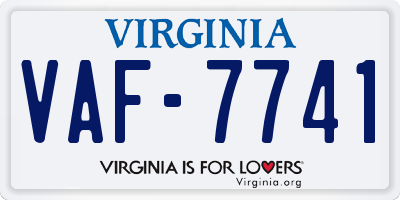 VA license plate VAF7741
