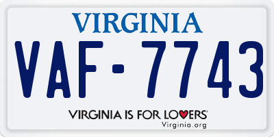 VA license plate VAF7743