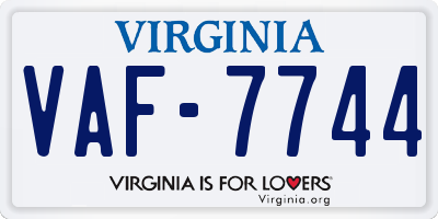 VA license plate VAF7744