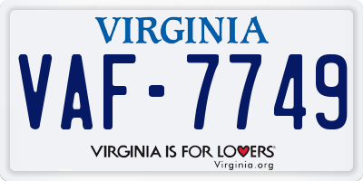 VA license plate VAF7749