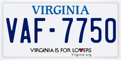 VA license plate VAF7750