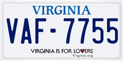 VA license plate VAF7755